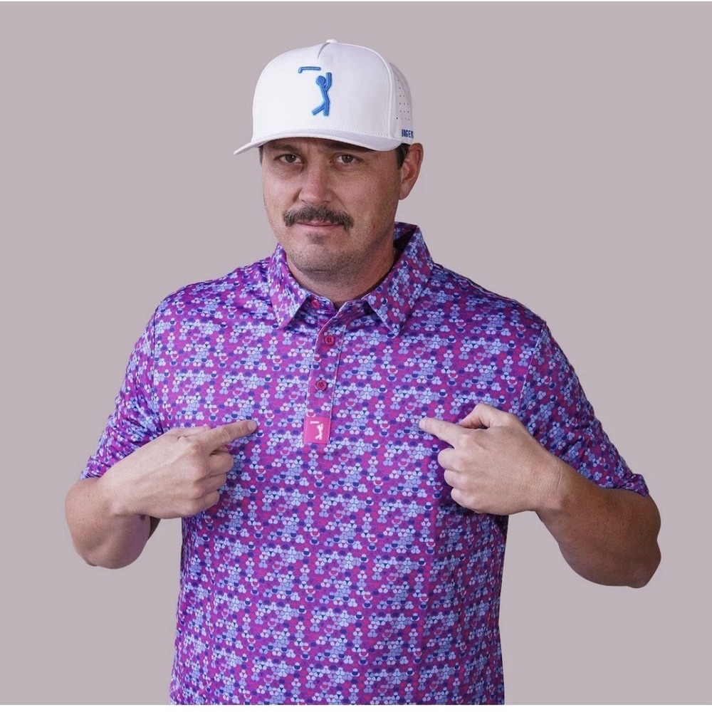 Bogey Bros Golf Co Men's X-Large Whale Tail Geometric Performance Polo *NWT